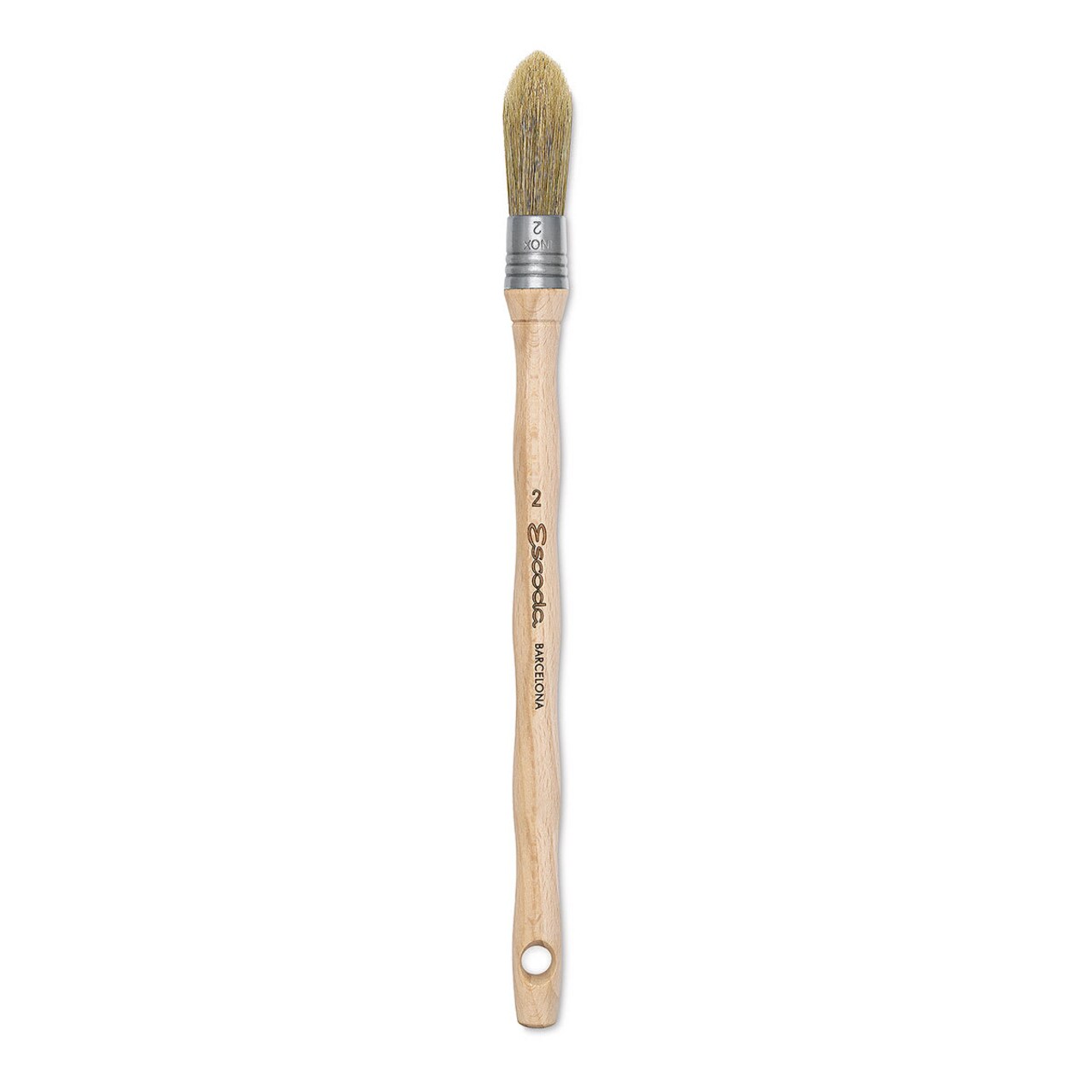 Escoda Natural Bristle Brushes - Round Oval, Size 2, Long Handle
